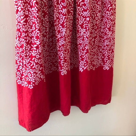 Max Studio Red White Boho Paisley Smock Waist Sun Dress:M - Picture 5 of 10